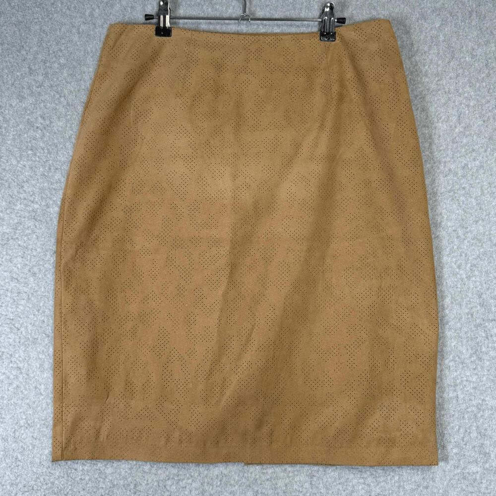 Chico's Women's Size 1.5 10 Medium Brown A Line Knee Length Skirt Slit
